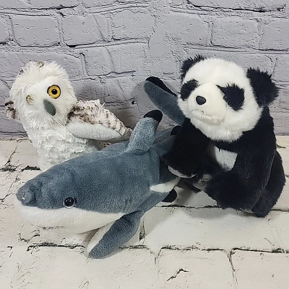 Wild‎ Republic Realistic Lifelike Stuffed Animal Plush Lot Of 3 Panda Shark Owl
